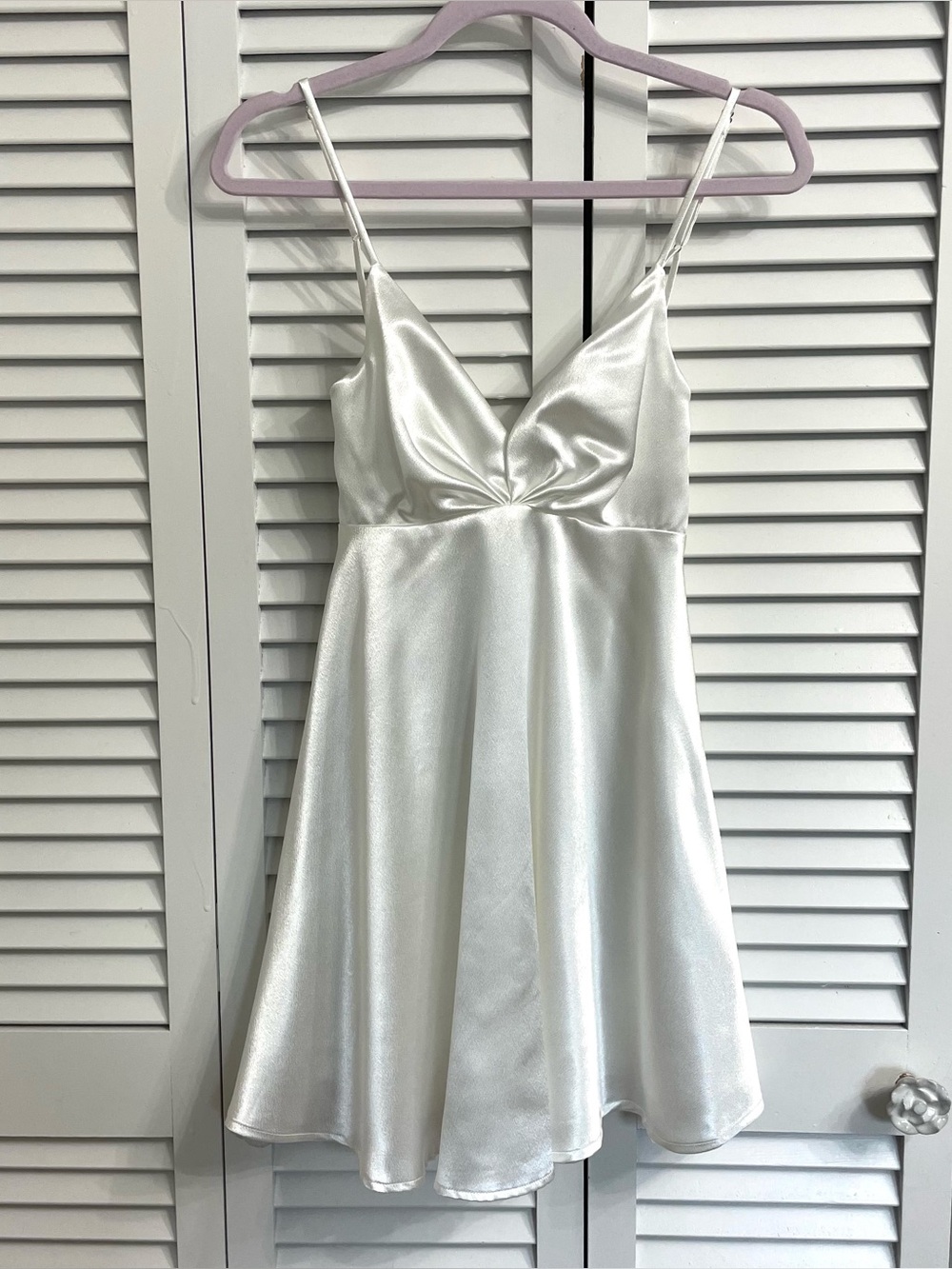 Lulus White Satin Sleeveless Mini Dress S Bridal Bachelorette Wedding Rehearsal